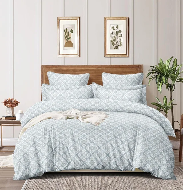 MORADO Glace Cotton Double Duvet Cover/Rajai Cover/Blanket Cover with Zipper (90x100 Inches) - Blue