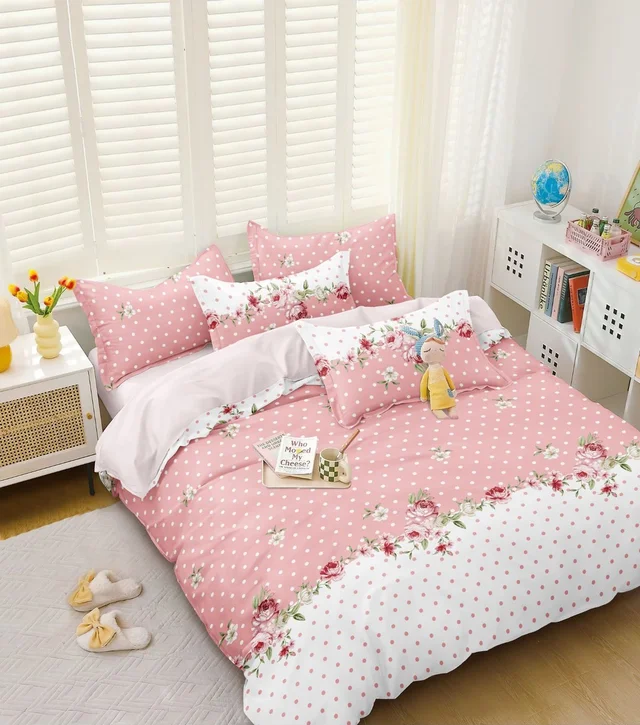 MORADO Glace Cotton Double Duvet Cover/Rajai Cover/Blanket Cover with Zipper (90x100 Inches) - Pink