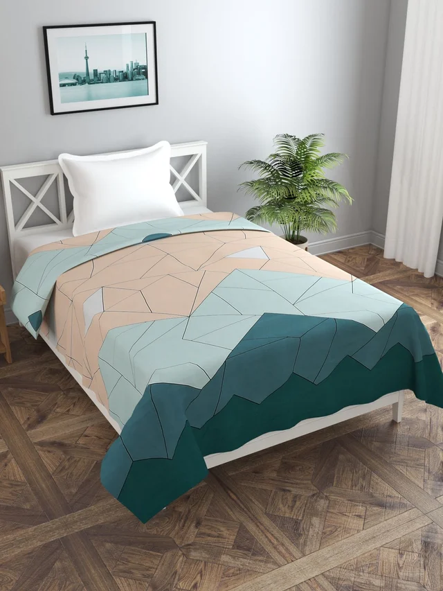 MORADO Glace Cotton Single Bed Size Quilt Cover / Duvet Cover / Rajai Cover / Blanket Cover with Zipper (60x90 Inches) - Multicolor