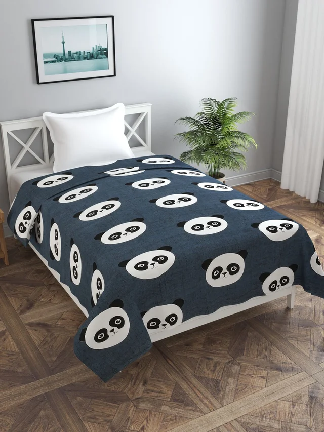 MORADO Glace Cotton Single Bed Size Quilt Cover / Duvet Cover / Rajai Cover / Blanket Cover with Zipper (60x90 Inches) - Black