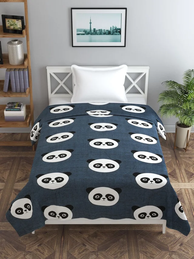 MORADO Glace Cotton Single Bed Size Quilt Cover / Duvet Cover / Rajai Cover / Blanket Cover with Zipper (60x90 Inches) - Black