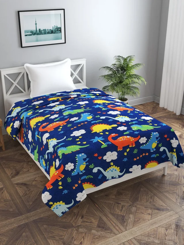 MORADO Glace Cotton Single Bed Size Quilt Cover / Duvet Cover / Rajai Cover / Blanket Cover with Zipper (60x90 Inches) - Blue