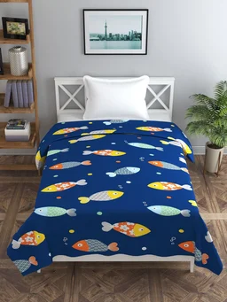 MORADO Glace Cotton Single Bed Size Quilt Cover / Duvet Cover / Rajai Cover / Blanket Cover with Zipper (60x90 Inches) - Blue