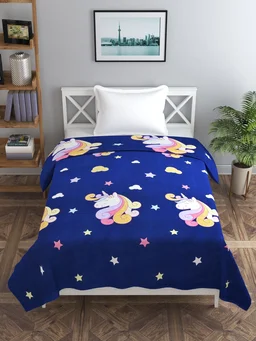 MORADO Glace Cotton Single Bed Size Quilt Cover / Duvet Cover / Rajai Cover / Blanket Cover with Zipper (60x90 Inches) - Blue