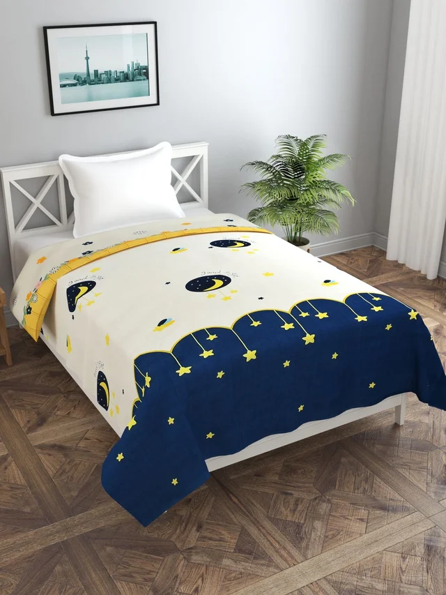 MORADO Glace Cotton Single Bed Size Quilt Cover / Duvet Cover / Rajai Cover / Blanket Cover with Zipper (60x90 Inches) - Multicolor