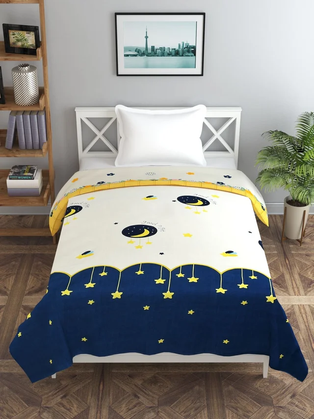 MORADO Glace Cotton Single Bed Size Quilt Cover / Duvet Cover / Rajai Cover / Blanket Cover with Zipper (60x90 Inches) - Multicolor