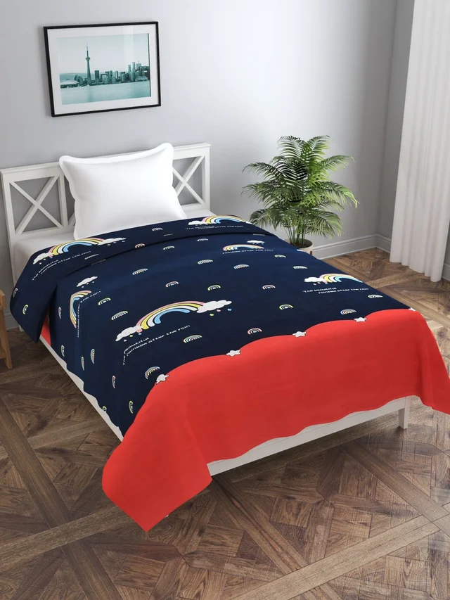 MORADO Glace Cotton Single Bed Size Quilt Cover / Duvet Cover / Rajai Cover / Blanket Cover with Zipper (60x90 Inches) - Multicolor