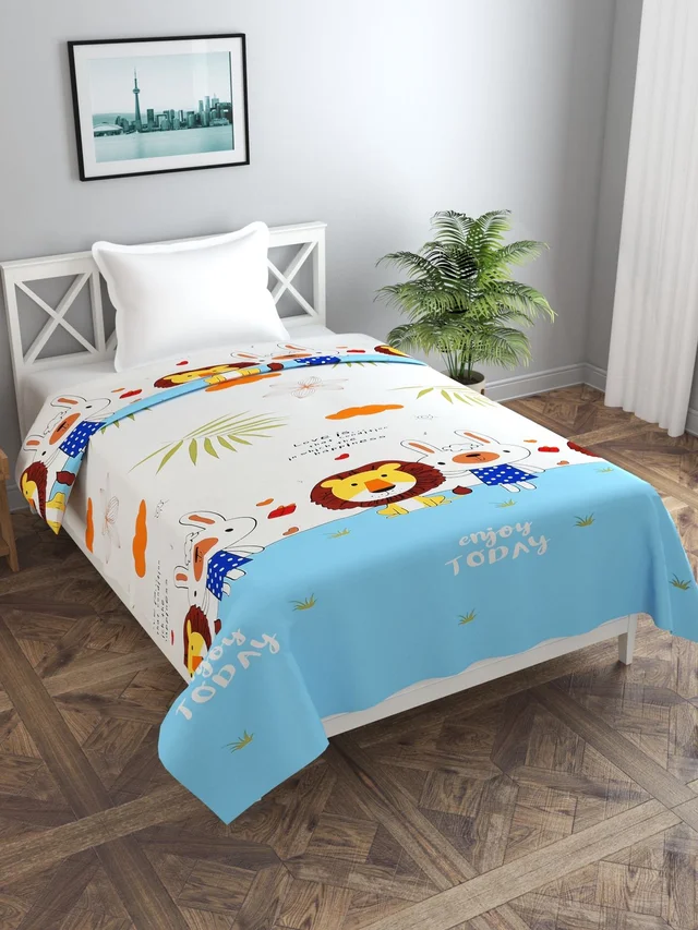 MORADO Glace Cotton Single Bed Size Quilt Cover / Duvet Cover / Rajai Cover / Blanket Cover with Zipper (60x90 Inches) - Multicolor