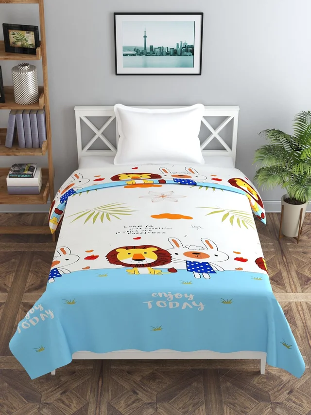 MORADO Glace Cotton Single Bed Size Quilt Cover / Duvet Cover / Rajai Cover / Blanket Cover with Zipper (60x90 Inches) - Multicolor