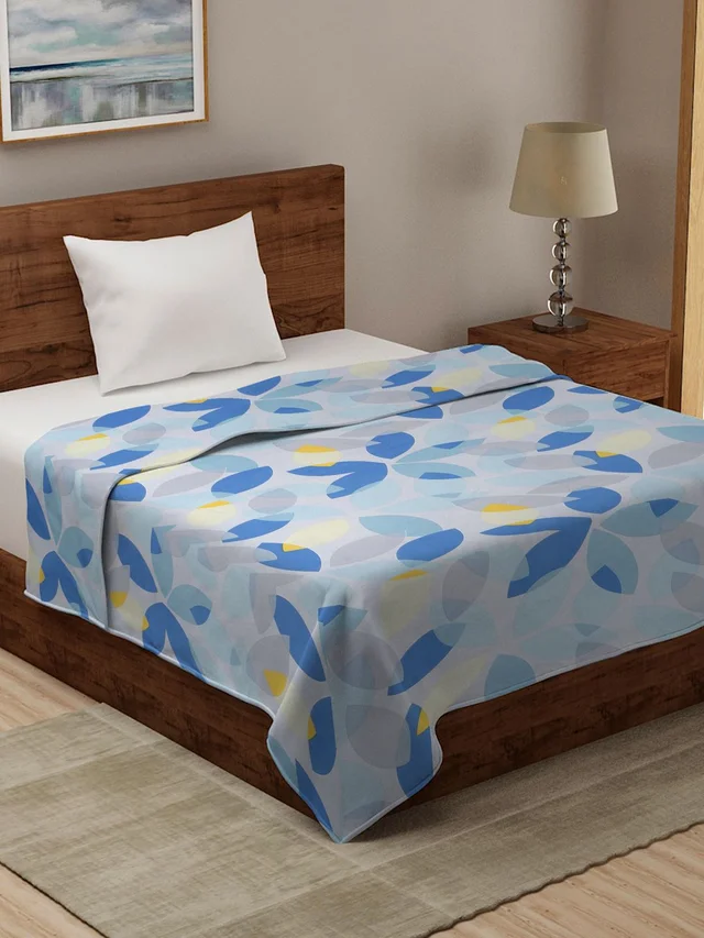 MORADO Glace Cotton Single Bed Size Quilt Cover / Duvet Cover / Rajai Cover / Blanket Cover with Zipper (60x90 Inches) - Blue