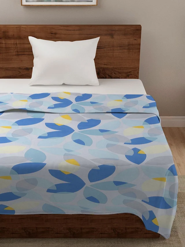 MORADO Glace Cotton Single Bed Size Quilt Cover / Duvet Cover / Rajai Cover / Blanket Cover with Zipper (60x90 Inches) - Blue