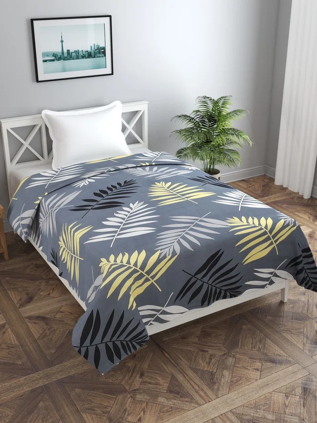 MORADO Glace Cotton Single Bed Size Quilt Cover / Duvet Cover / Rajai Cover / Blanket Cover with Zipper (60x90 Inches) - Grey