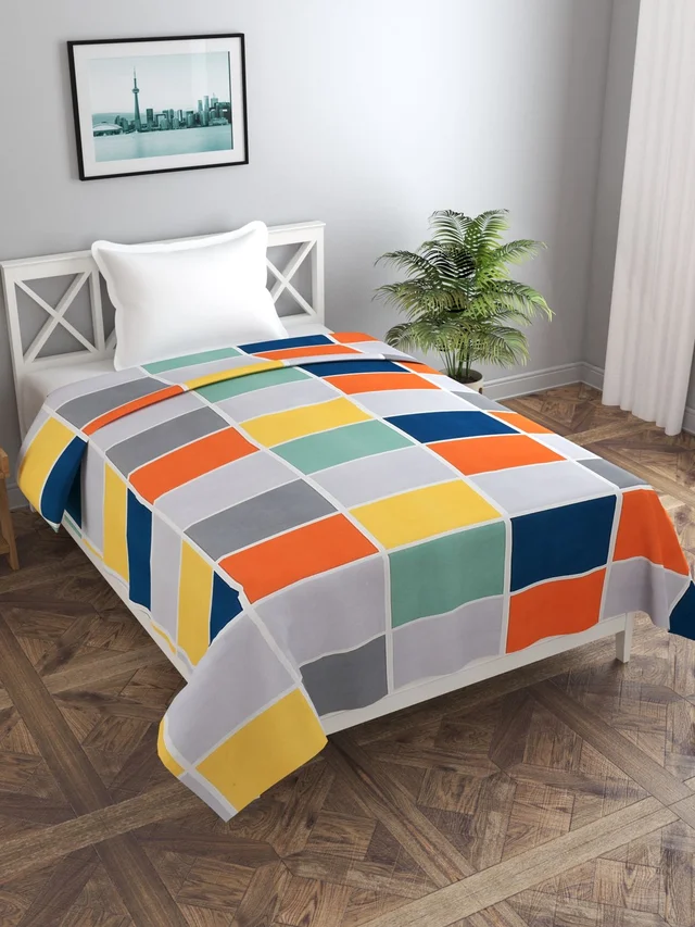 MORADO Glace Cotton Single Bed Size Quilt Cover / Duvet Cover / Rajai Cover / Blanket Cover with Zipper (60x90 Inches) - Multicolor
