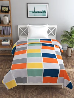 MORADO Glace Cotton Single Bed Size Quilt Cover / Duvet Cover / Rajai Cover / Blanket Cover with Zipper (60x90 Inches) - Multicolor