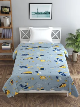 MORADO Glace Cotton Single Bed Size Quilt Cover / Duvet Cover / Rajai Cover / Blanket Cover with Zipper (60x90 Inches) - Blue