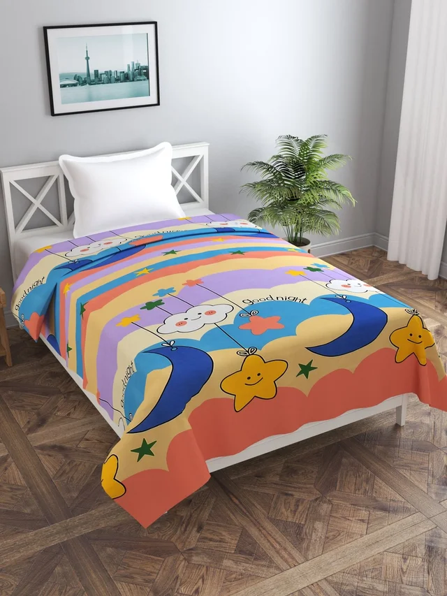 MORADO Glace Cotton Single Bed Size Quilt Cover / Duvet Cover / Rajai Cover / Blanket Cover with Zipper (60x90 Inches) - Multicolor