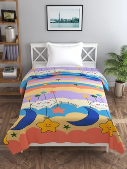 MORADO Glace Cotton Single Bed Size Quilt Cover / Duvet Cover / Rajai Cover / Blanket Cover with Zipper (60x90 Inches) - Multicolor