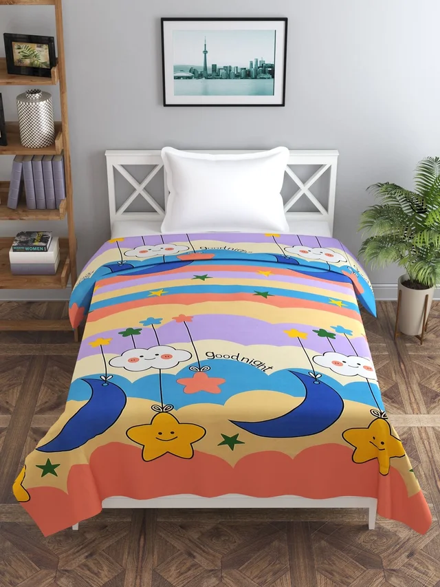 MORADO Glace Cotton Single Bed Size Quilt Cover / Duvet Cover / Rajai Cover / Blanket Cover with Zipper (60x90 Inches) - Multicolor