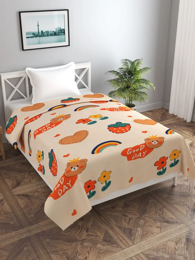 MORADO Glace Cotton Single Bed Size Quilt Cover / Duvet Cover / Rajai Cover / Blanket Cover with Zipper (60x90 Inches) - Multicolor