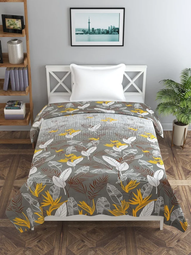 MORADO Glace Cotton Single / Duvet Cover / Rajai Cover / Blanket Cover with Zipper (60x90 Inche, Charcol) - Grey