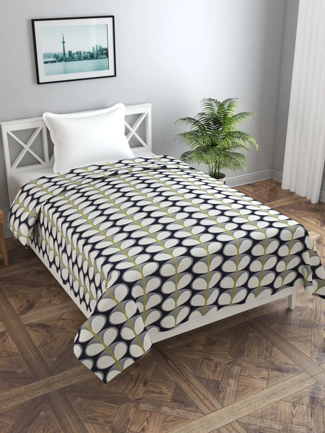MORADO Glace Cotton Single / Duvet Cover / Rajai Cover / Blanket Cover with Zipper (60x90 Inches, Blue Cream) - Multicolor