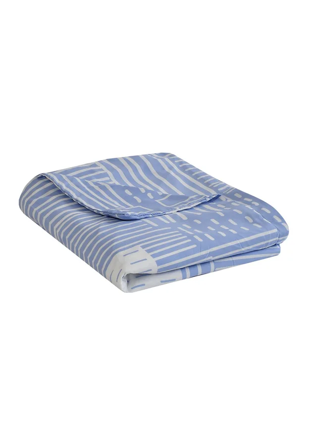 MORADO Glace Cotton Single / Duvet Cover / Rajai Cover / Blanket Cover with Zipper (60x90 Inches, Blue Cream) - Blue