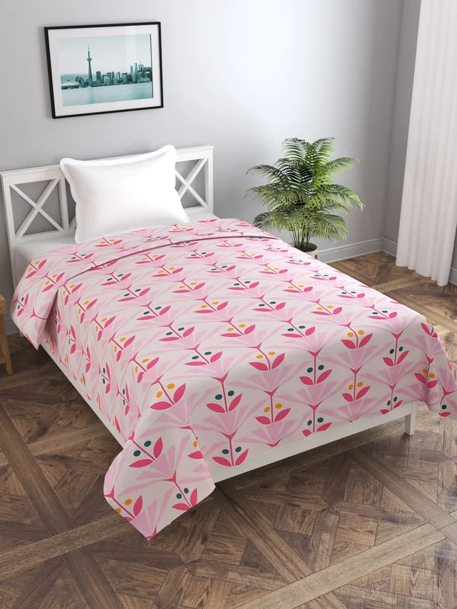 MORADO Glace Cotton Single / Duvet Cover / Rajai Cover / Blanket Cover with Zipper (60x90 Inches, Pink) - Pink