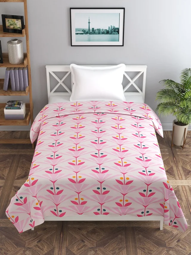 MORADO Glace Cotton Single / Duvet Cover / Rajai Cover / Blanket Cover with Zipper (60x90 Inches, Pink) - Pink
