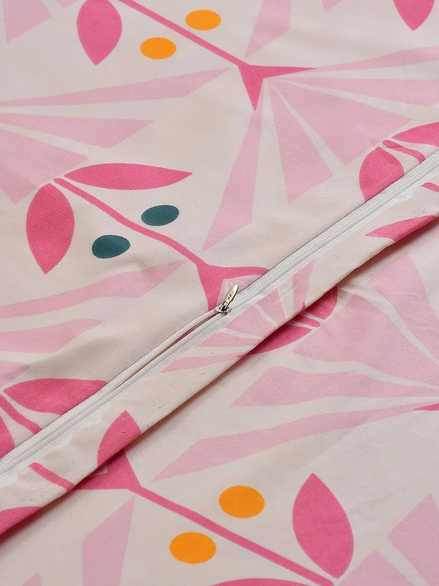 MORADO Glace Cotton Single / Duvet Cover / Rajai Cover / Blanket Cover with Zipper (60x90 Inches, Pink) - Pink