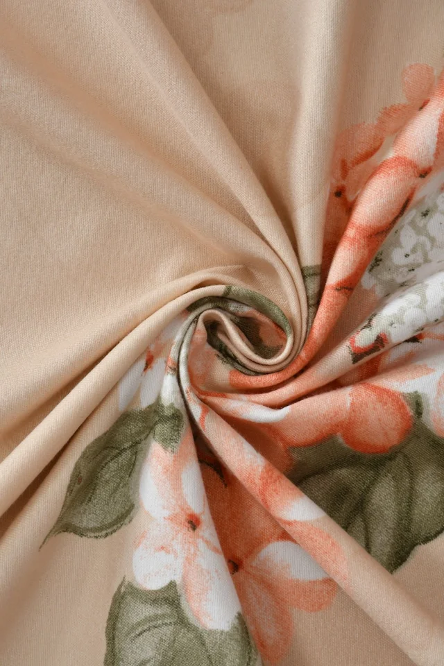 MORADO Glace Cotton Single / Duvet Cover / Rajai Cover / Blanket Cover with Zipper (60x90 Inches, Peach Floral) - Peach