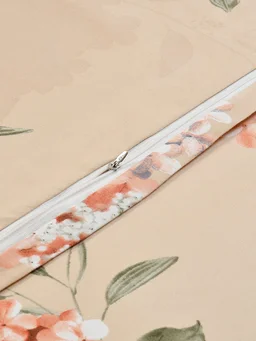 MORADO Glace Cotton Single / Duvet Cover / Rajai Cover / Blanket Cover with Zipper (60x90 Inches, Peach Floral) - Peach
