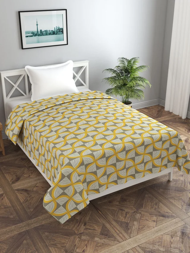 MORADO Glace Cotton Single / Duvet Cover / Rajai Cover / Blanket Cover with Zipper (60x90 Inches, Yellow Grey) - Pink