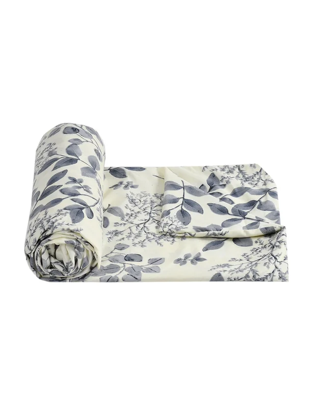 MORADO Glace cotton Double / Duvet Cover / Rajai Cover / Blanket Cover with Zipper (90x100 Inches, Offwhite Black) - Offwhite