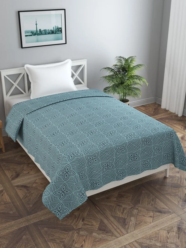 MORADO Glace Cotton Single Duvet Cover/Rajai Cover/Blanket Cover with Zipper (60x90 Inch, Grey) - 60x90 Inches, Multi
