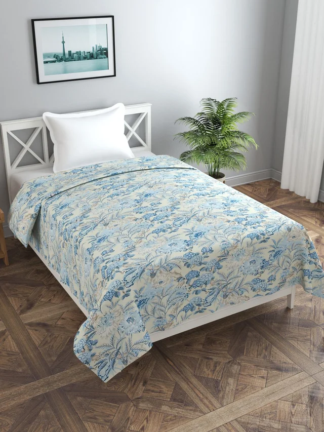 MORADO Glace Cotton Single Duvet Cover/Rajai Cover/Blanket Cover with Zipper (60x90 Inch, Sky Blue) - 60x90 Inches, Blue