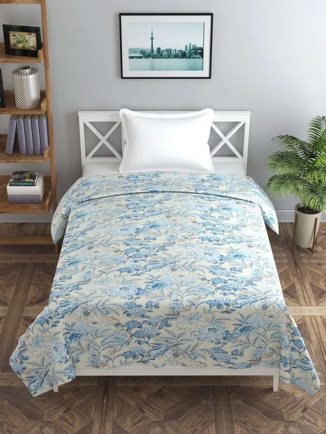 MORADO Glace Cotton Single Duvet Cover/Rajai Cover/Blanket Cover with Zipper (60x90 Inch, Sky Blue) - 60x90 Inches, Blue
