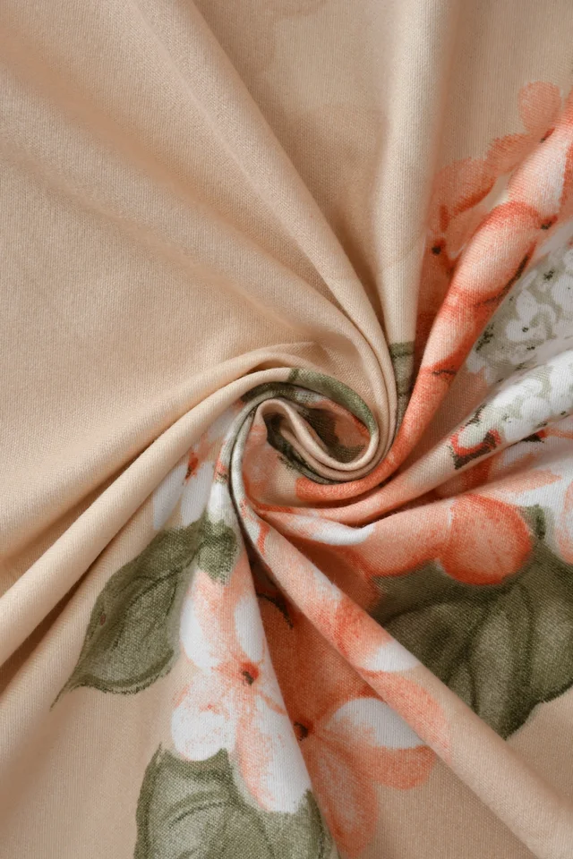 MORADO Premium Glace Cotton Double Bedsheet With 2 King Size Pillow Covers (90x100 Inches) - 72x78x8 Inches, Peach