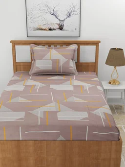 MORADO Premium Glace Cotton Single Bedsheet With 1 King Size Pillow Cover (60x90 Inches) - 60x90 Inches, Brown
