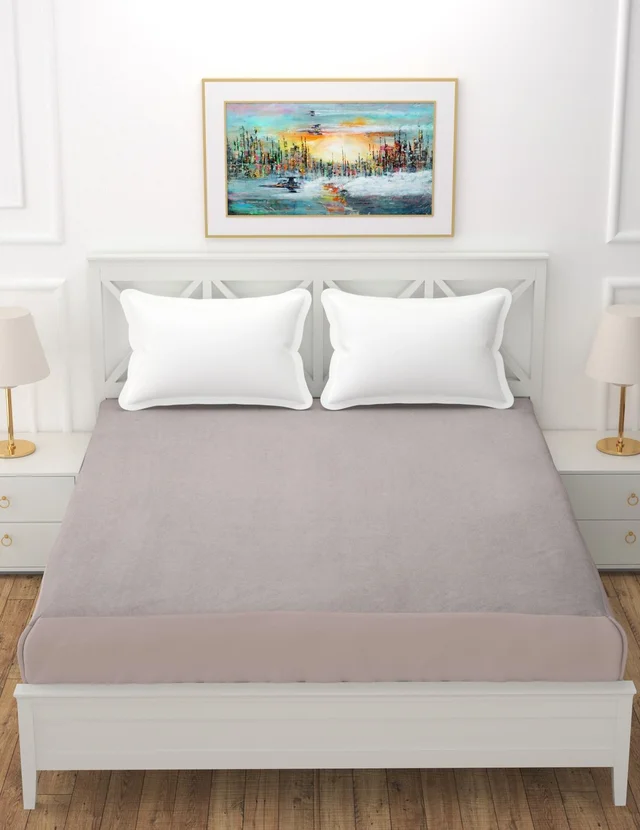 MORADO Water Resistant Terry Cotton Queen/King Size Elastic Fitted Mattress Protector (75x78x12 Inches - Fits Up To 12 Inches Mattress), Grey - 75x78x12 Inches, Grey