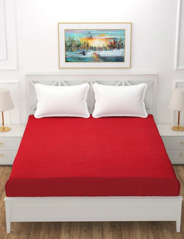 MORADO Water Resistant Terry Cotton Queen/King Size Elastic Fitted Mattress Protector (75x78x12 Inches - Fits Up To 12 Inches Mattress), Maroon - 75x78x12 Inches, Maroon