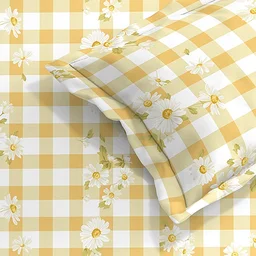 Morado MORADO Premium Glace Cotton Single Flat Bedsheet with 1 King Size Pillow Cover (60x90 Inches)-Yellow - 60x90 inches