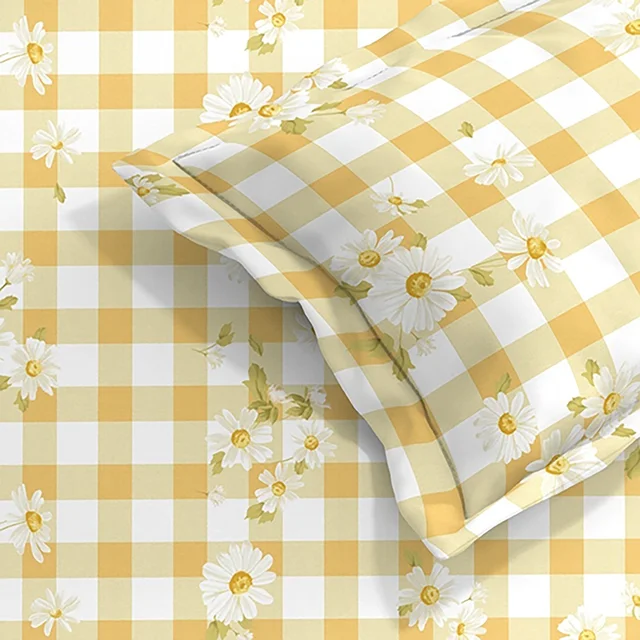 Morado MORADO Premium Glace Cotton Single Flat Bedsheet with 1 King Size Pillow Cover (60x90 Inches)-Yellow - 60x90 inches