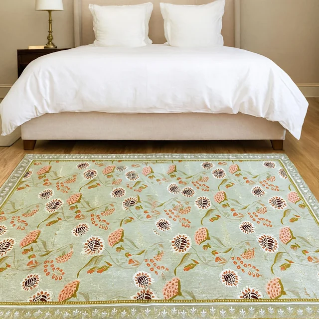 LUXE HOME INTERNATIONAL Polyester Floral Mist Carpet â€“ Super Soft, Washable, Anti Skid Carpet for Bedroom, Living Room, Hallway & Home Decor (3x5 Feet, Multicolor, TPR)