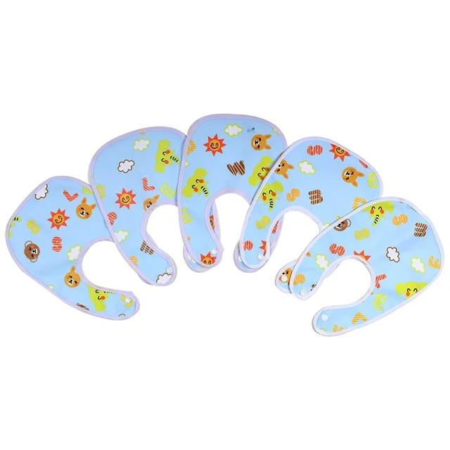 FAIRBIZPS Soft Baby Bibs Washable Waterproof Printed Baby Bibs Apron with Button for Baby Feeding- Set of 5