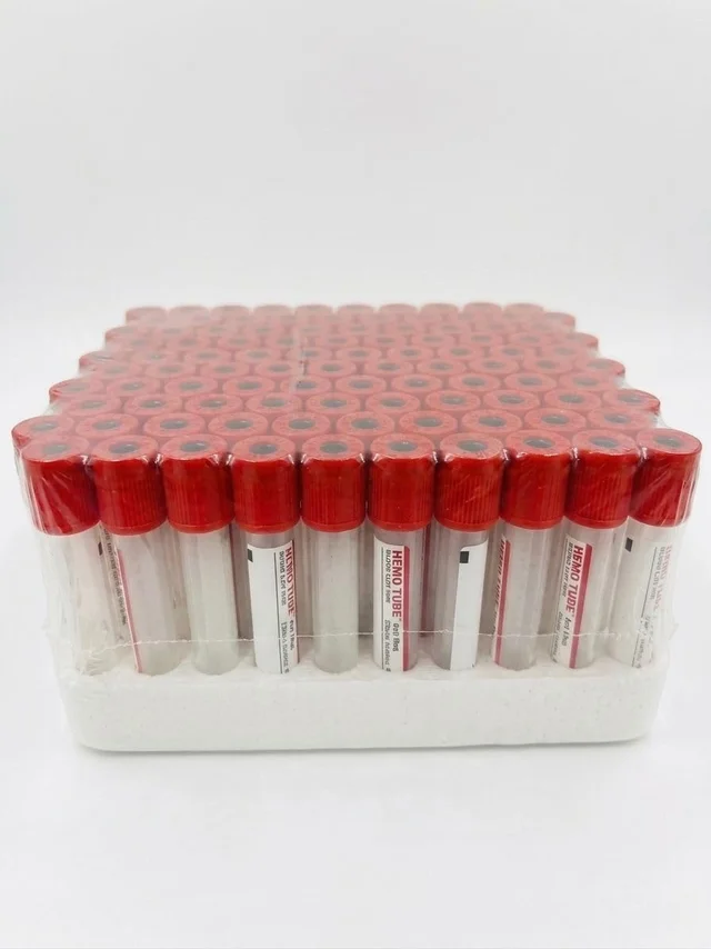 Fairbizps Store Non Vacuum Blood Collection Tube With Clot Activator Red Cap 4ml Sterile Serum Tubes Pack Of 100 For Lab Diagnostic Use - Red