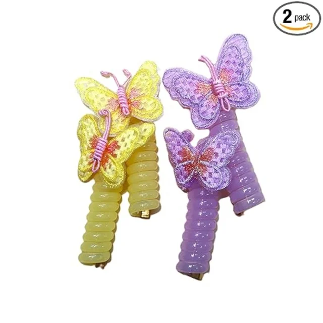 PALAK SAXENA Spiral Hair Ties for Girls | Butterfly Cute Hair Band | Hair Band for Kids | Elastic Hair Tie Ponytail Holder | Ponytail Hair Band | Candy Colors Spiral Girls (PACK OF 4) (2, Yellow) - 7.6 x 5.1 x 5.1 Centimeters