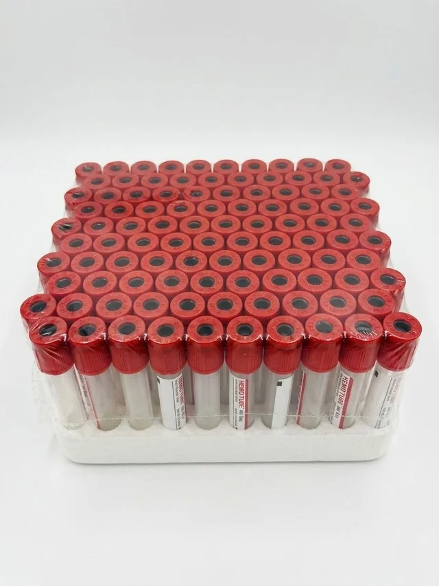 Fairbizps Store Non Vacuum Blood Collection Tube With Clot Activator Red Cap 4ml Sterile Serum Tubes Pack Of 100 For Lab Diagnostic Use - Red