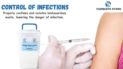 FAIRBIZPS Bio-Medical Sharps Container with Puncture Proof for Needles, Glass Waste and Metallic Implants-Capacity 10 Ltr.