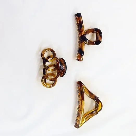 PALAK SAXENA Palak Saxena Hair Accessories Golden Plastic Hair Clutch for Women Medium Size Trendy Hair Clip Pack of 6 Hair Claw - 10 x 2 x 2.7 Centimeters