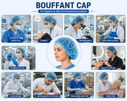 FAIRBIZPS Disposable PPE Hygiene Combo Pack with 50 Pcs Bouffant Caps & 50 Pairs Shoe Covers | Breathable Protective Kit for Hospital Kitchen Lab Cleaning & Hygiene Use